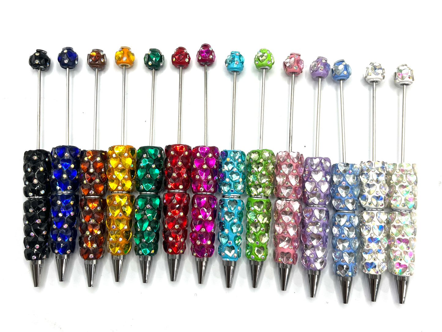 DIY PENS BEADED BEADABLE FANCY PENS WITH HEART SHAPE STONE ,COLORED