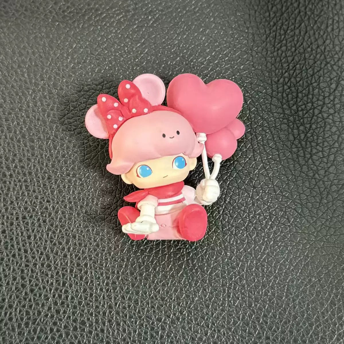Diy topper pink dimoo with heart balloon and bow doll figure for valentine