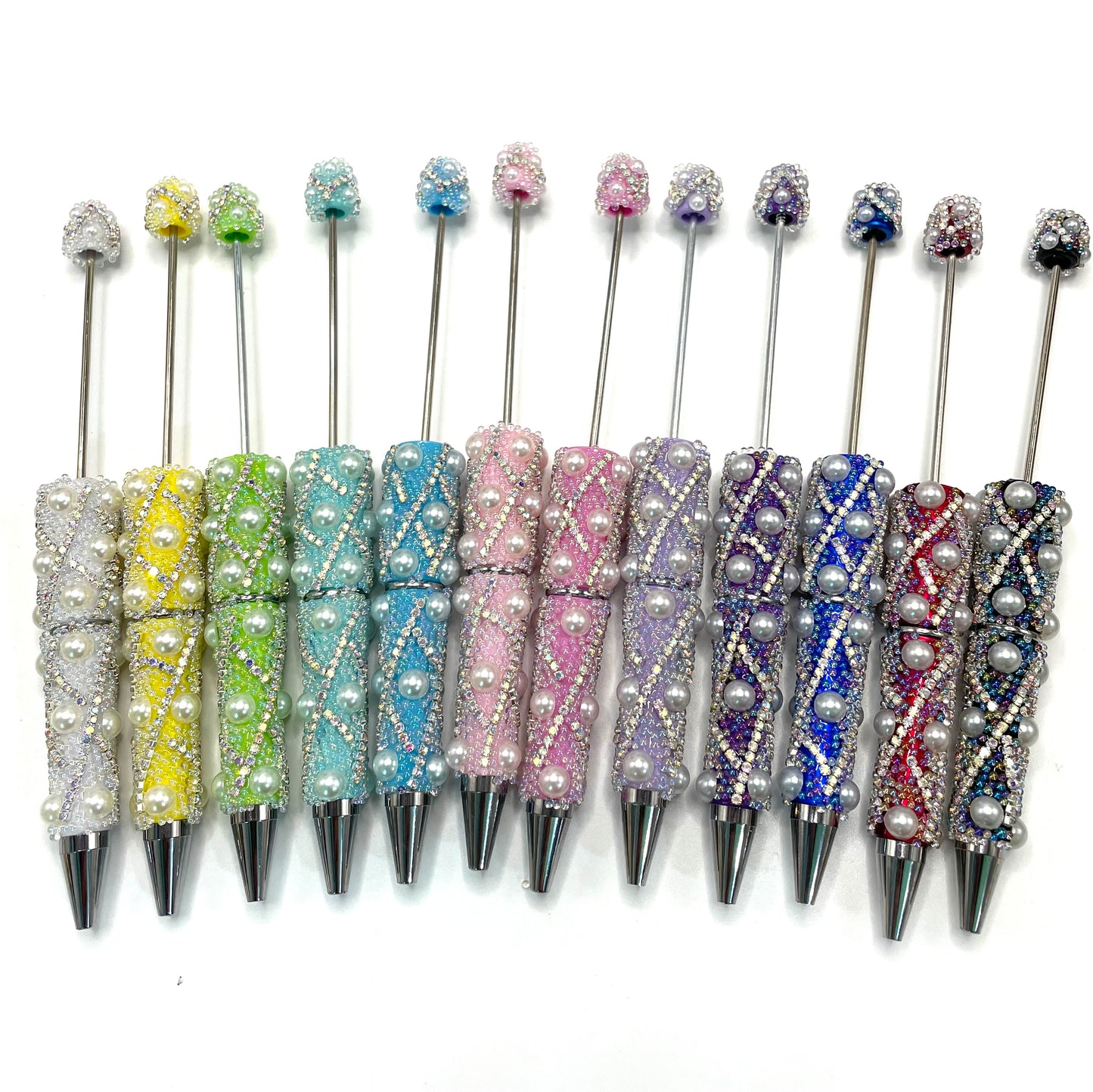 fancy pen diy pen beadable pen ornaments with pearl and bubble and rhinestone chain