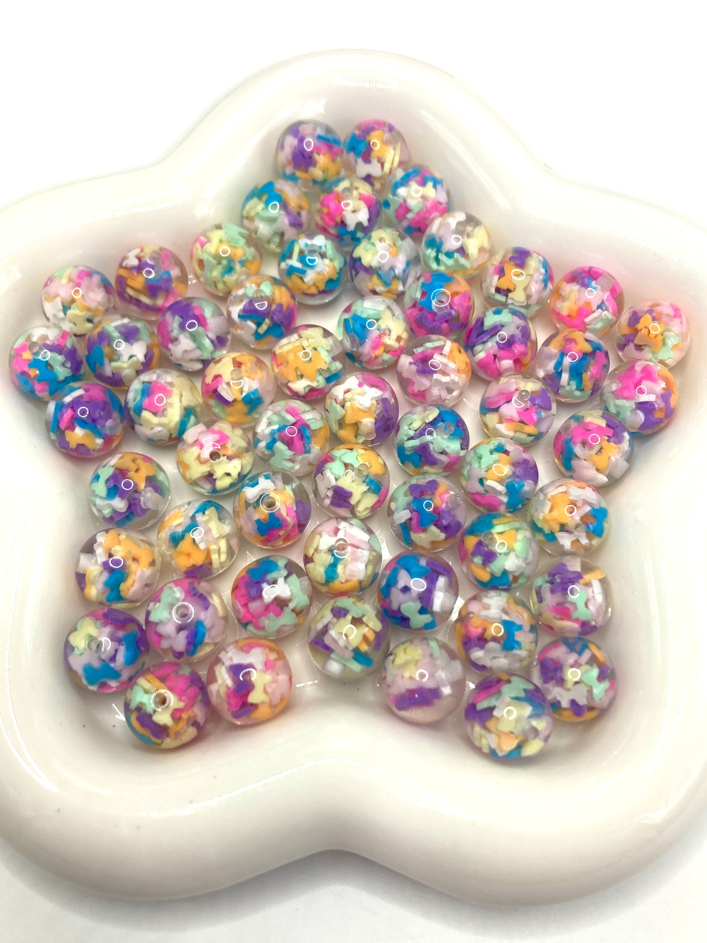 Acrylic beads Embedded inside Sugar peas candy Heart Stars bow Rhinestone beads Random Mix 16mm