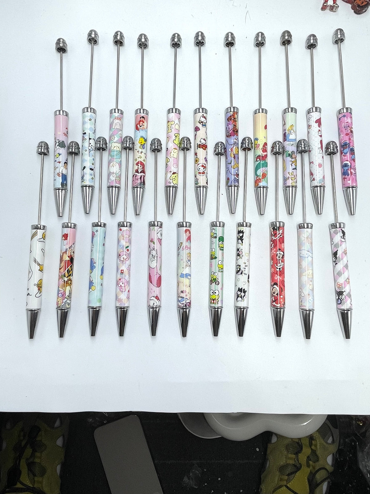 diy beaded beadable pen printed pen princess designer pen