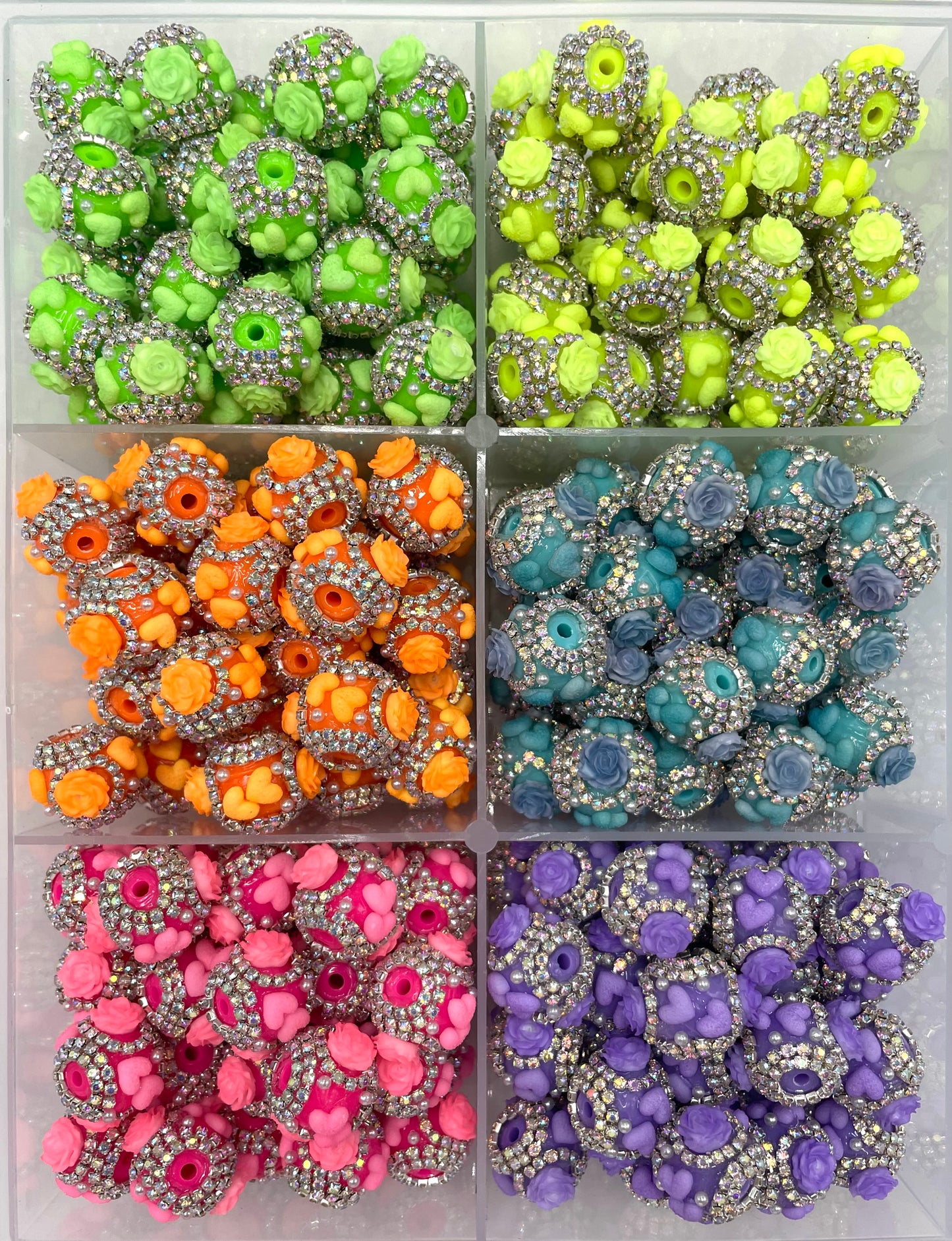 Fancy Beads Neon beads Heart rose Flower Chain Random Mix