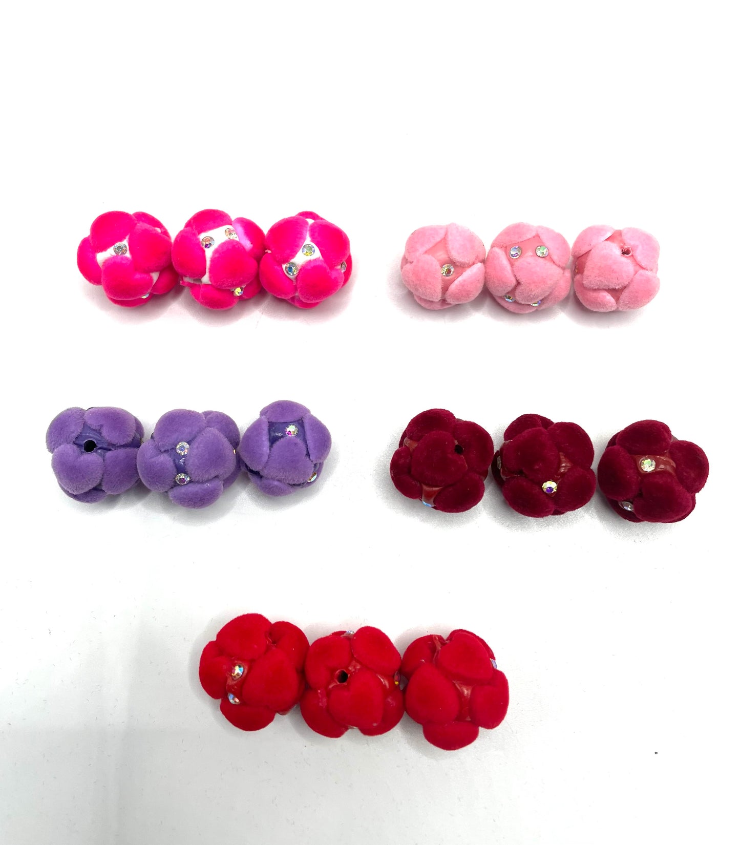 Beaded beadable flocked fancy fuzzy heart beads ,colored