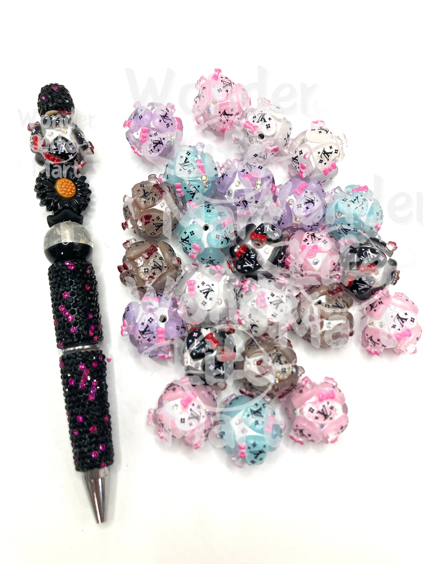 Clay beads L.V Hip-hop brand beads Logo beads Clay heart beads Random Mix