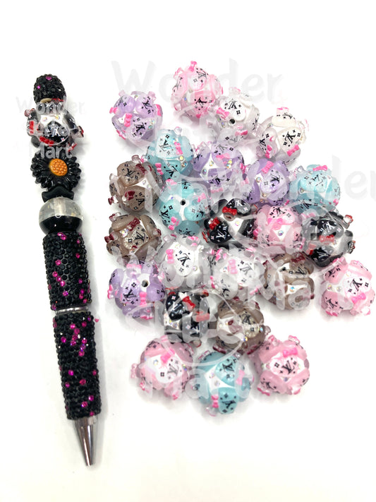 Clay beads L.V Hip-hop brand beads Logo beads Clay heart beads Random Mix