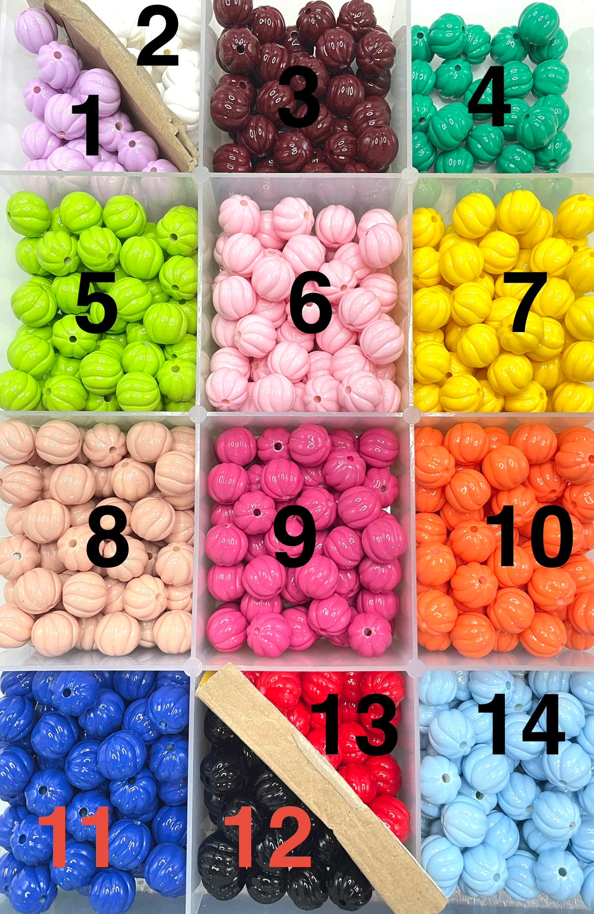 Multicolor Bright Acrylic Pumpkin Beads,Random Mix,16mm