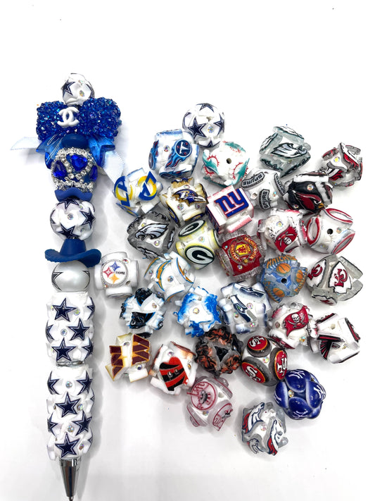 diy beaded beadable beady american sport teal football team beads