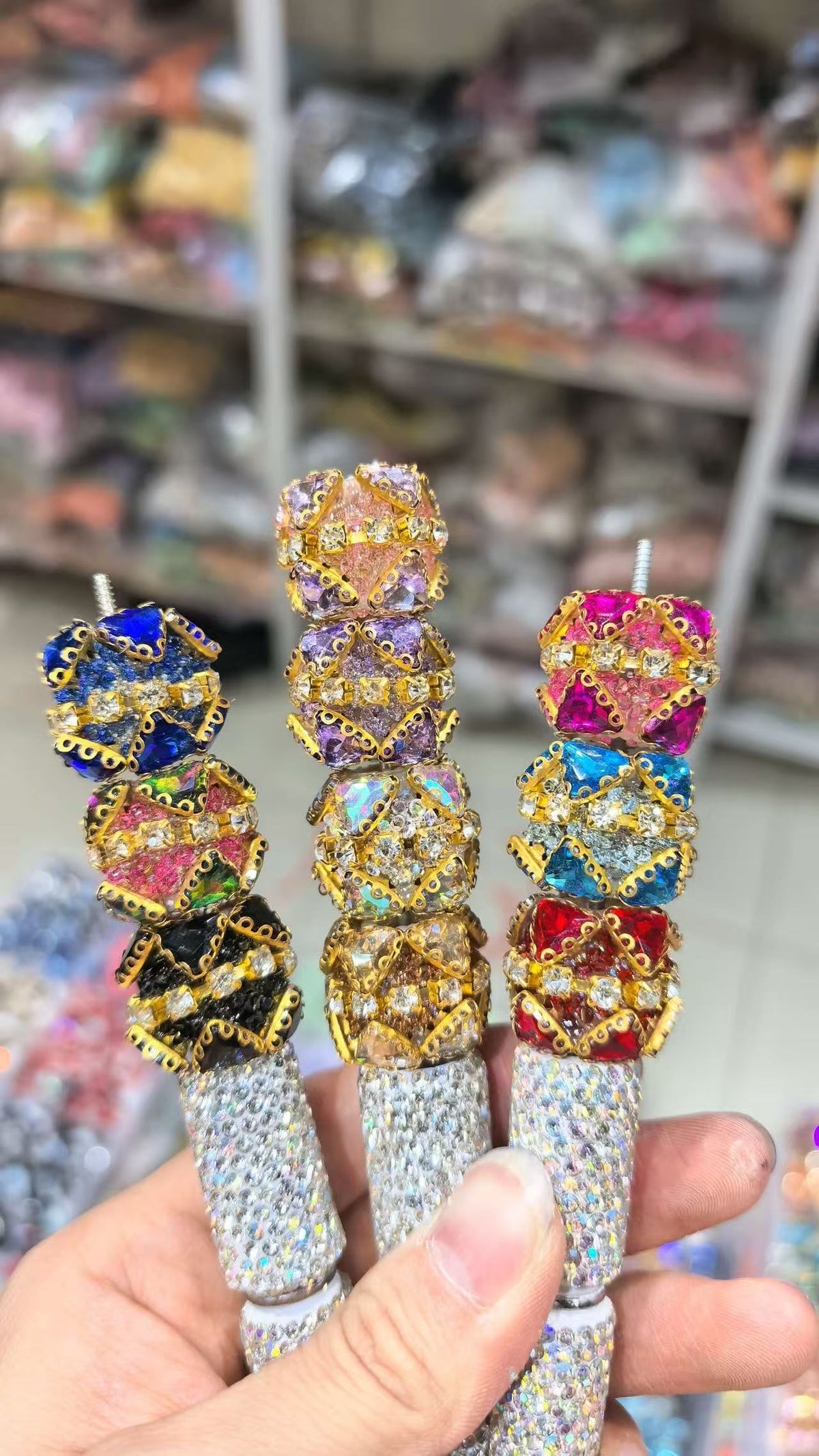 diy beaded beadable fancy beads ormaments golden gold color rhinestone chain and heart shaped colored crystal ,random mix