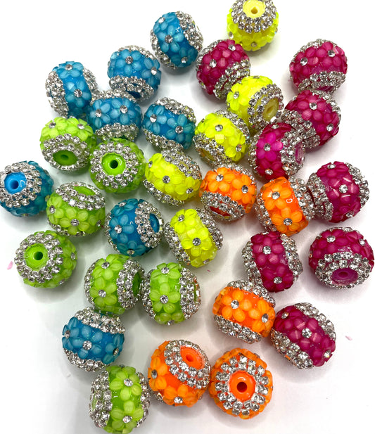 Neon Beaded beads Chain 3D flowers Bright colors Random Mix 16mm