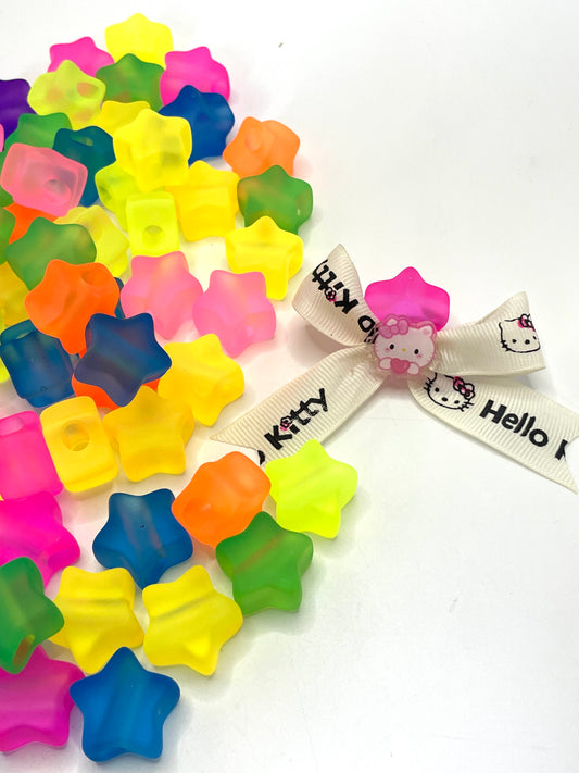 Neon Stars Large pores Transparency acrylic beads Sandblasting Matte 21mm
