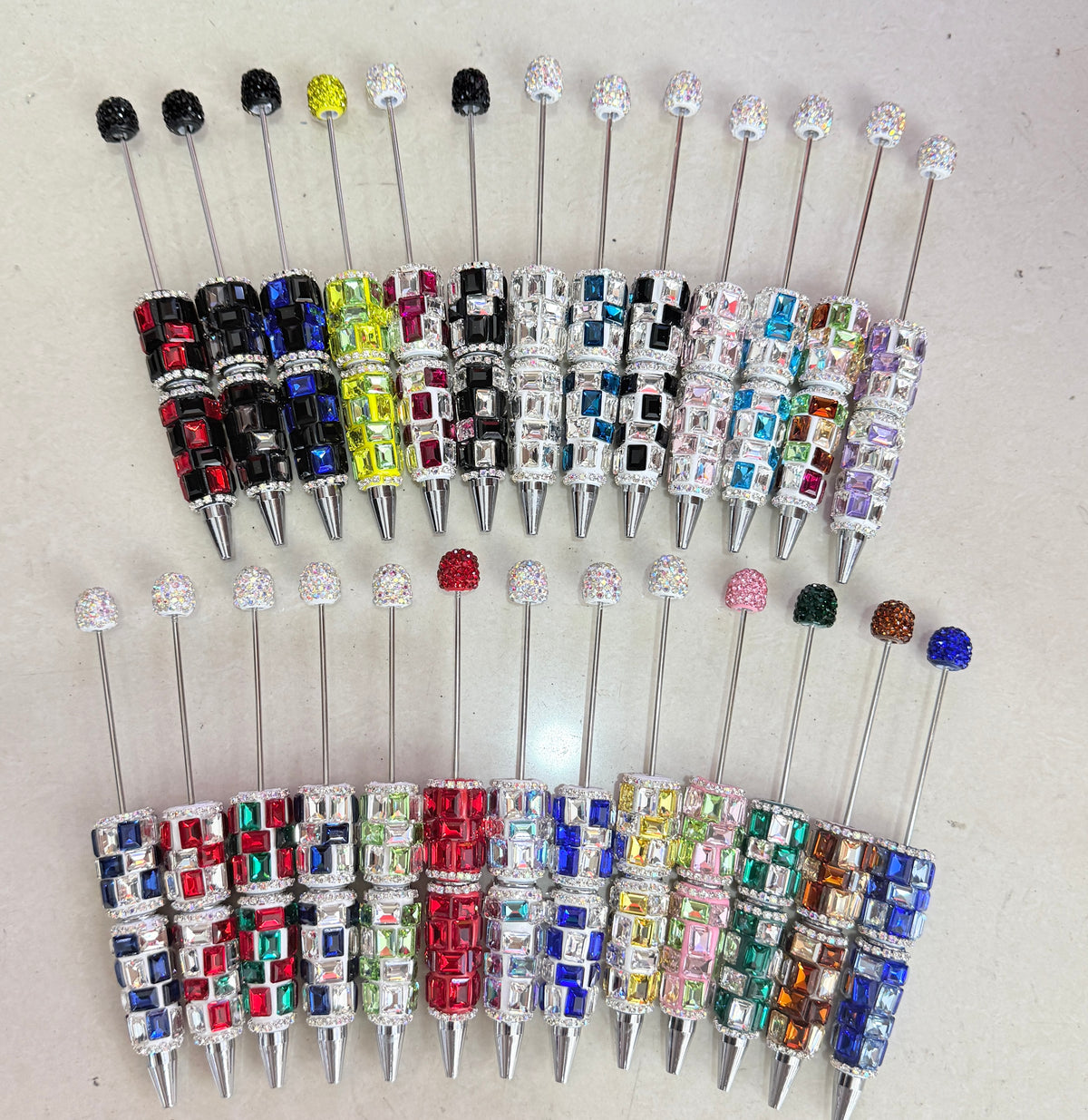 diy beaded beadable beady fancy crytal baguette squaure shaped  rhinestone pen