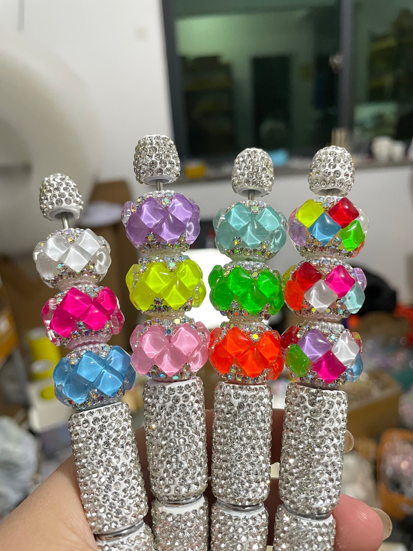diy beaded beadable fancy crystal rhinestone pearl beads ,colored,random mix