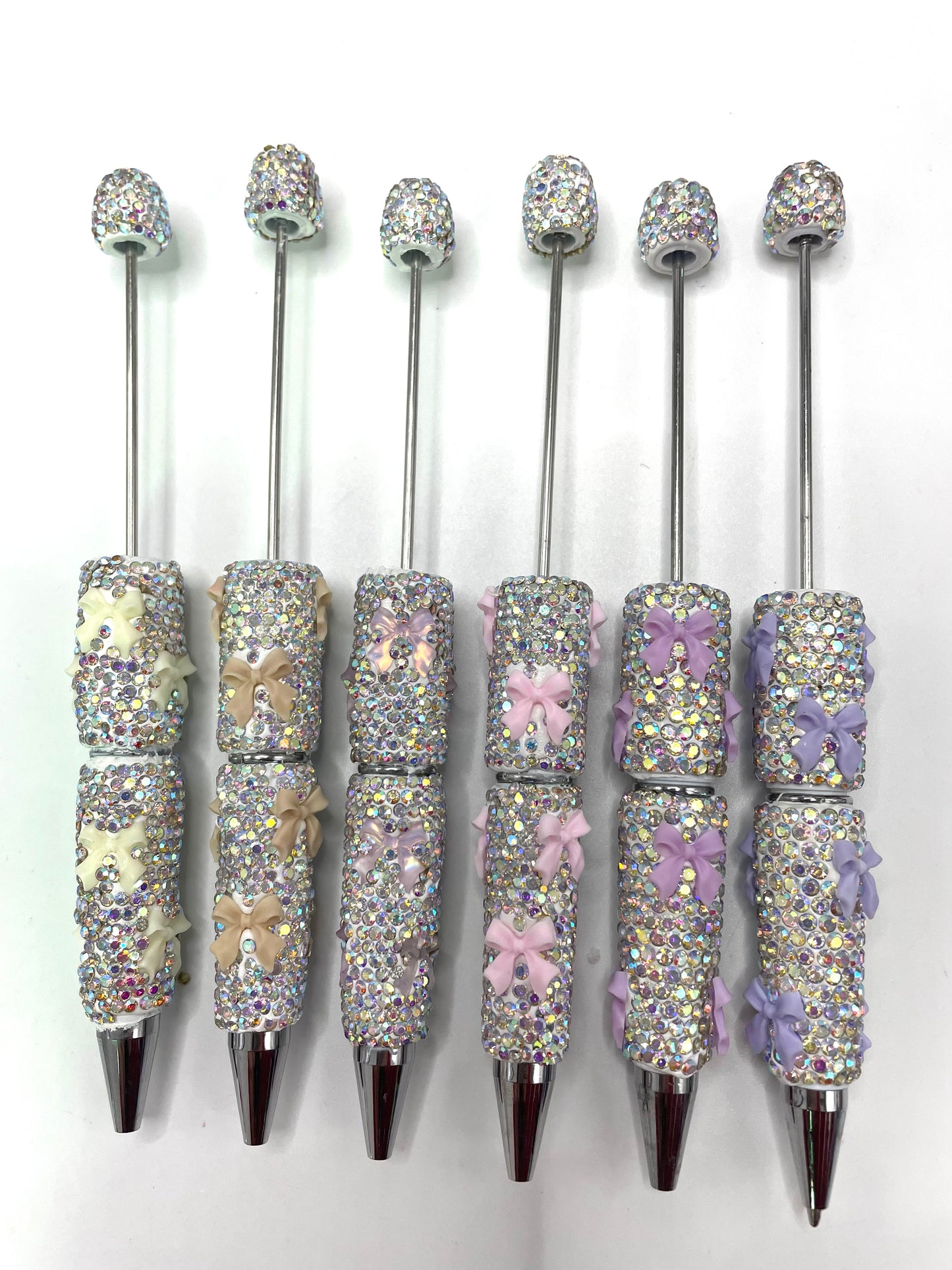 #1-#21 bow pen fancy clay rhinestone bow pen ornaments with acrylic bow colored random mix