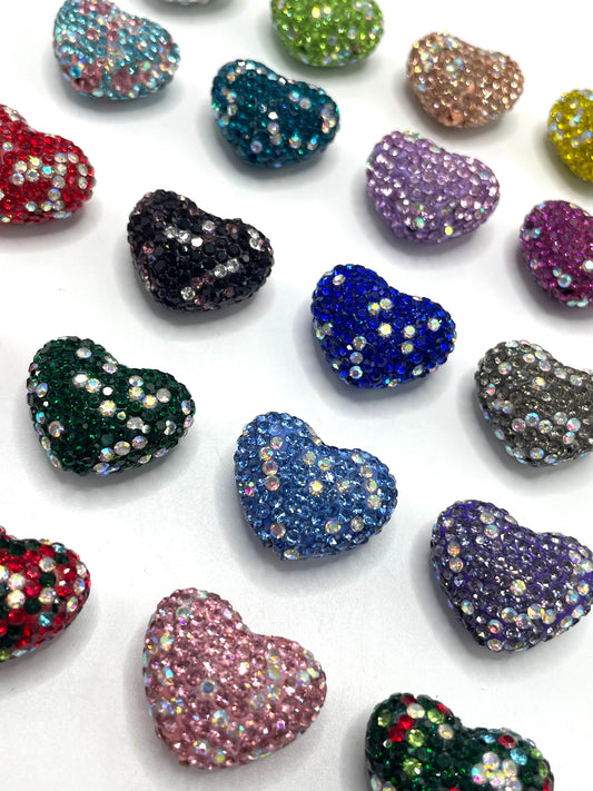 Clay AB Heart Clay heart beads Christmas color scheme Spot Random Mix 24mm