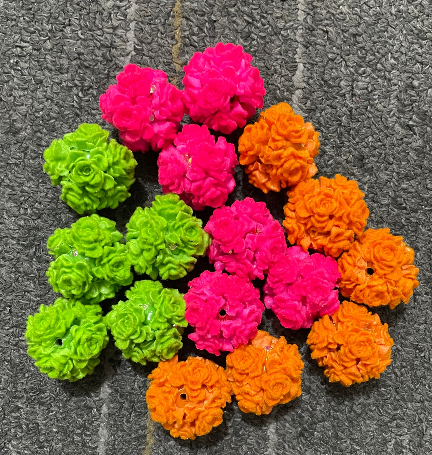 fancy fuzzy flocked soft rose flower random mix colored