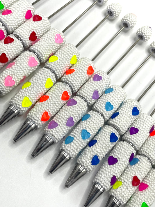 Clay heart pen white Neon heart jelly pen Random Mix