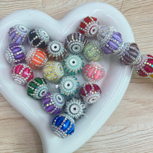fancy bead fancy acrylic base bead Lantern bead lantern with chain and pearl beads colored random mix diy beas ranom mix color