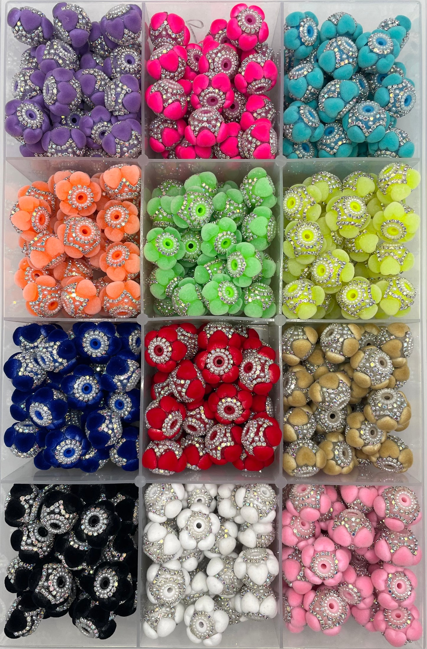 Fancy Beads Flower beads Heart Fuzzy Rhinestone Chain Pearl gasket spacers beads Random Mix 18mm