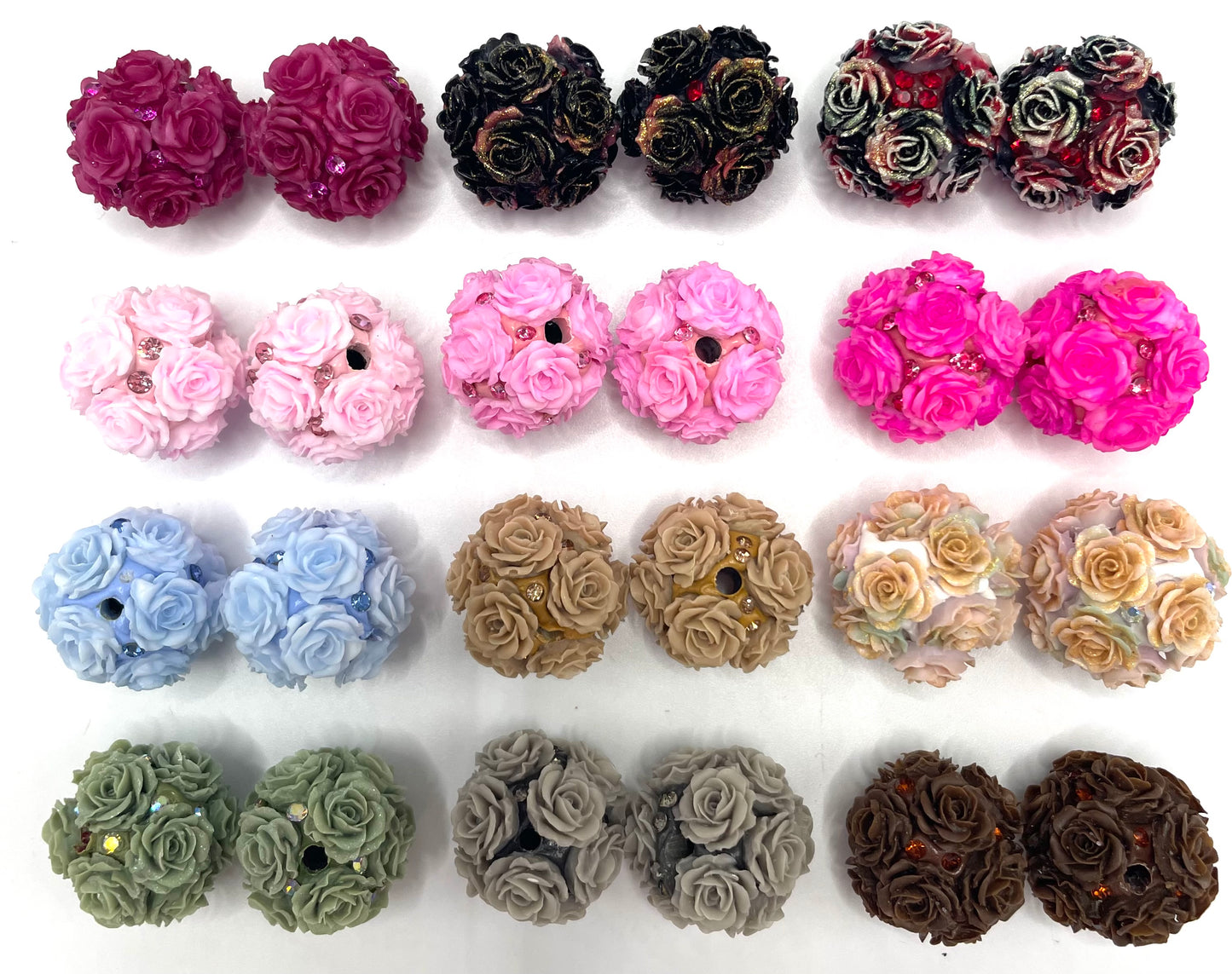 #1-#38Flower beads Soft flower Precious softened clay beads Rhinestone Random Mix