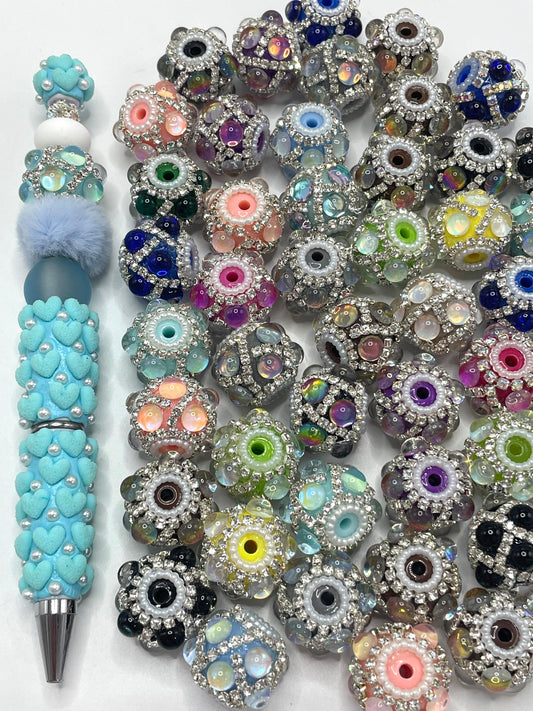 Fancy Beads Bubble beads Rhinestone Chain Pearl gasket Spacers Random Mix 18mm