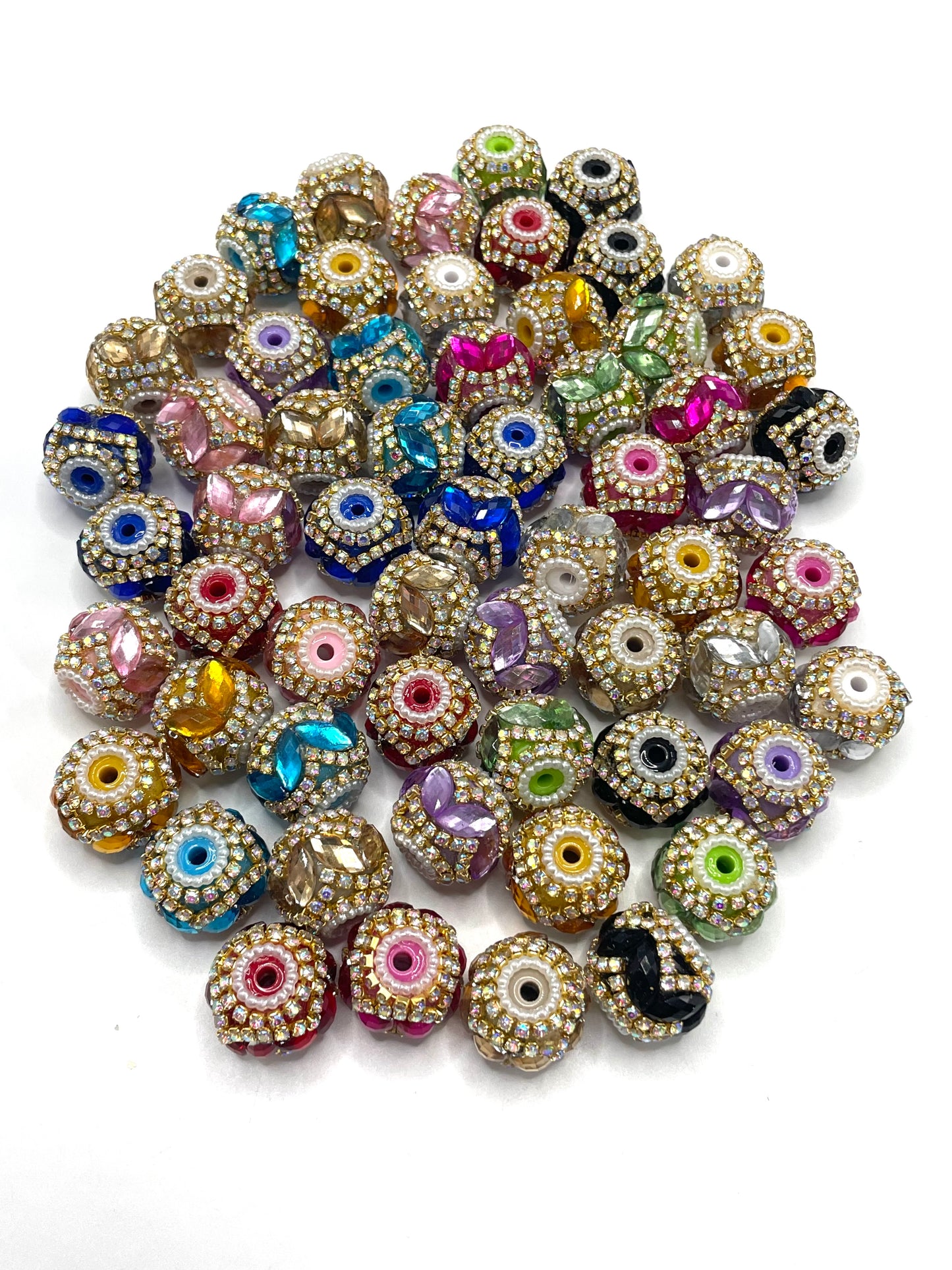 Fancy Beads Gold Rhinestone Chain Beads Pearl gasket Glass Mirror Beads 18mm
