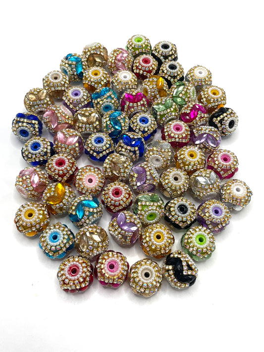 Fancy Beads Gold Rhinestone Chain Beads Pearl gasket Glass Mirror Beads 18mm