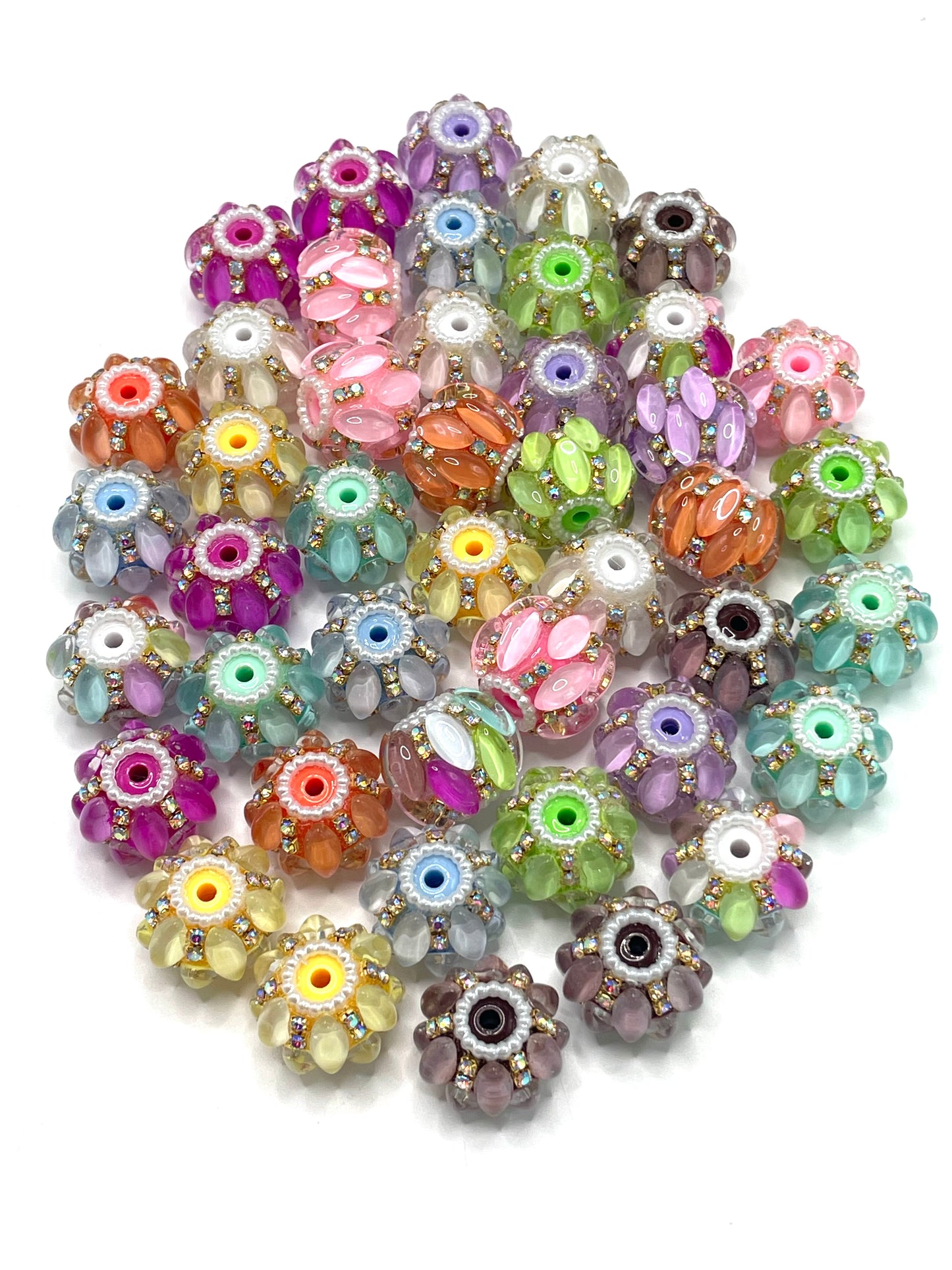 Acrylic beads Colorful Oval shape Bubble beads Chain and pearl ring Fancy Beads 18mm