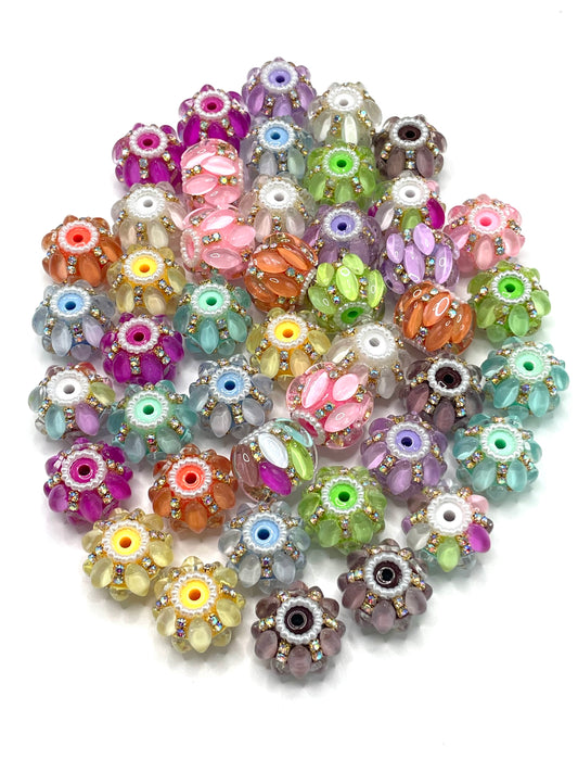 Acrylic beads Colorful Oval shape Bubble beads Chain and pearl ring Fancy Beads 18mm