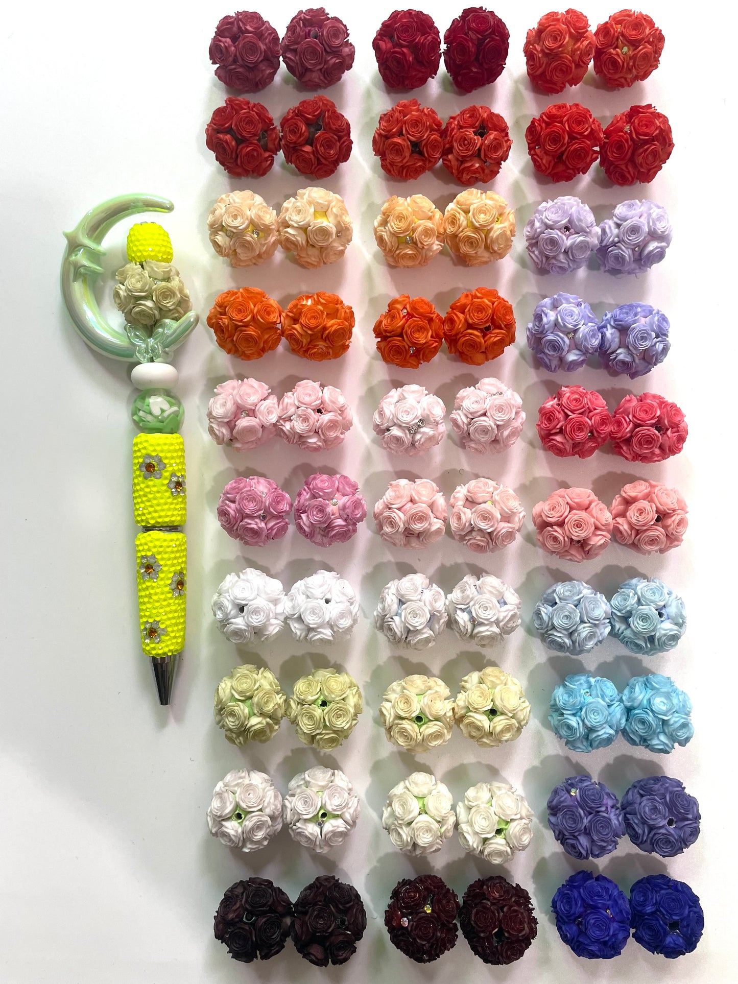 More new colors arrived  DIY soft rose flower beads ornament with rhinestone beaded beadable flower colored