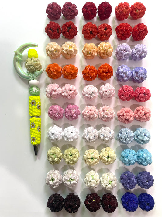 More new colors arrived  DIY soft rose flower beads ornament with rhinestone beaded beadable flower colored