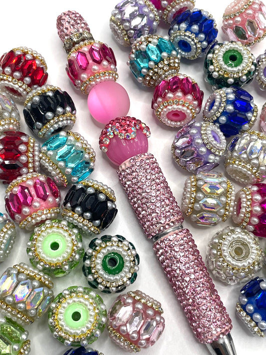 Fancy Beads Acrylic Mirror Pearl gasket Golden Chain Pearls and Bubbles Beads Random Mix