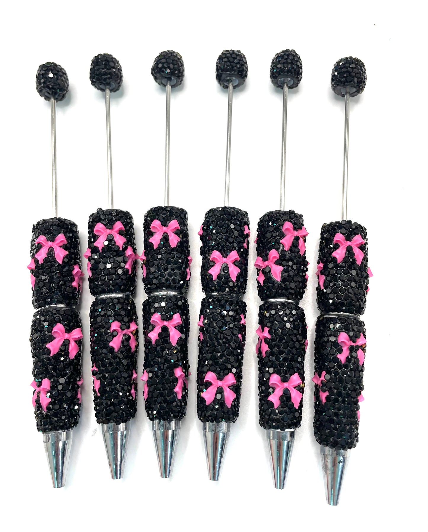 bow pen fancy clay rhinestone bow pen ornaments with acrylic bow  colored random mix