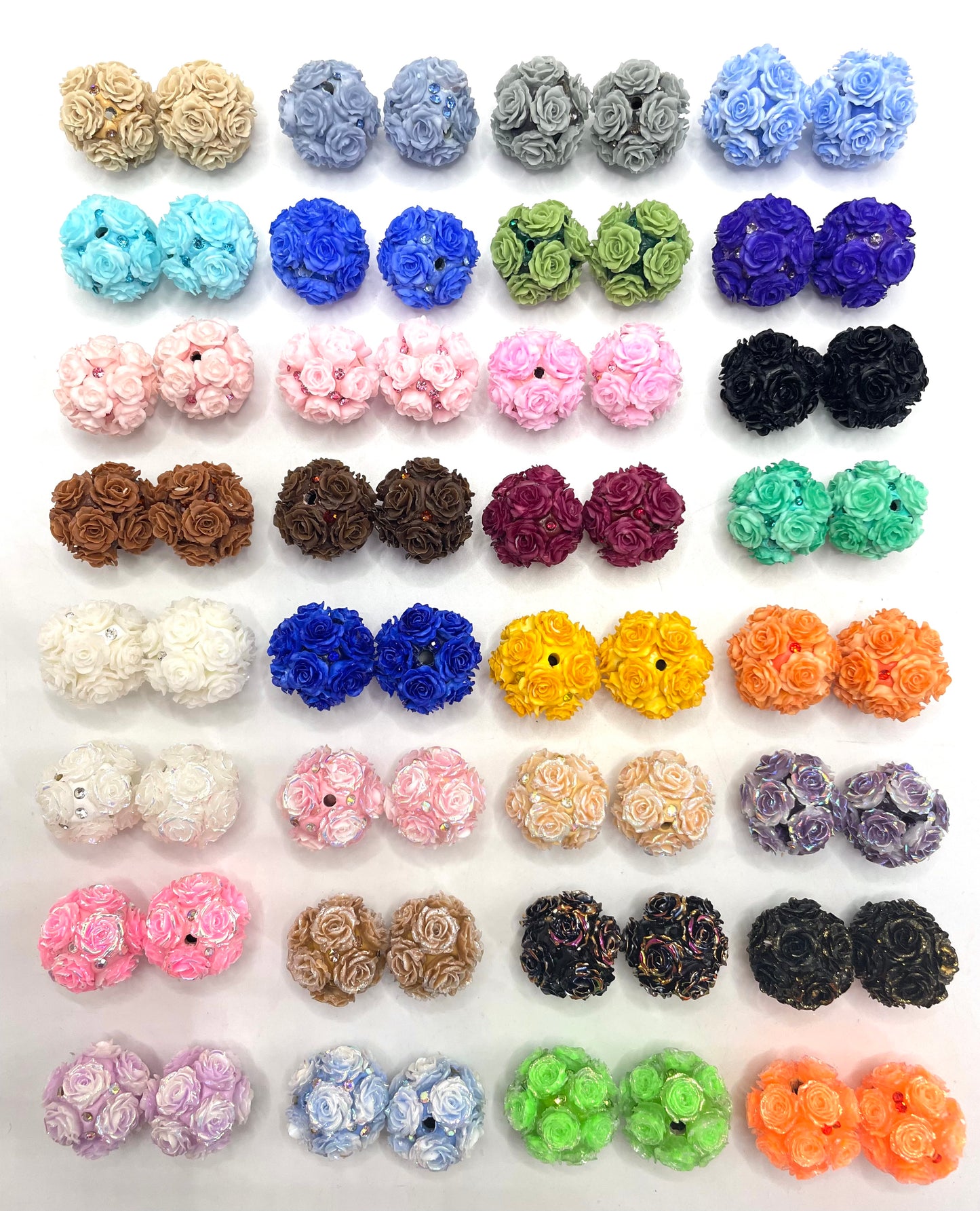 #1-#32 beaded beadable Flower beads Soft flower Precious softened clay beads Rhinestone Random Mix