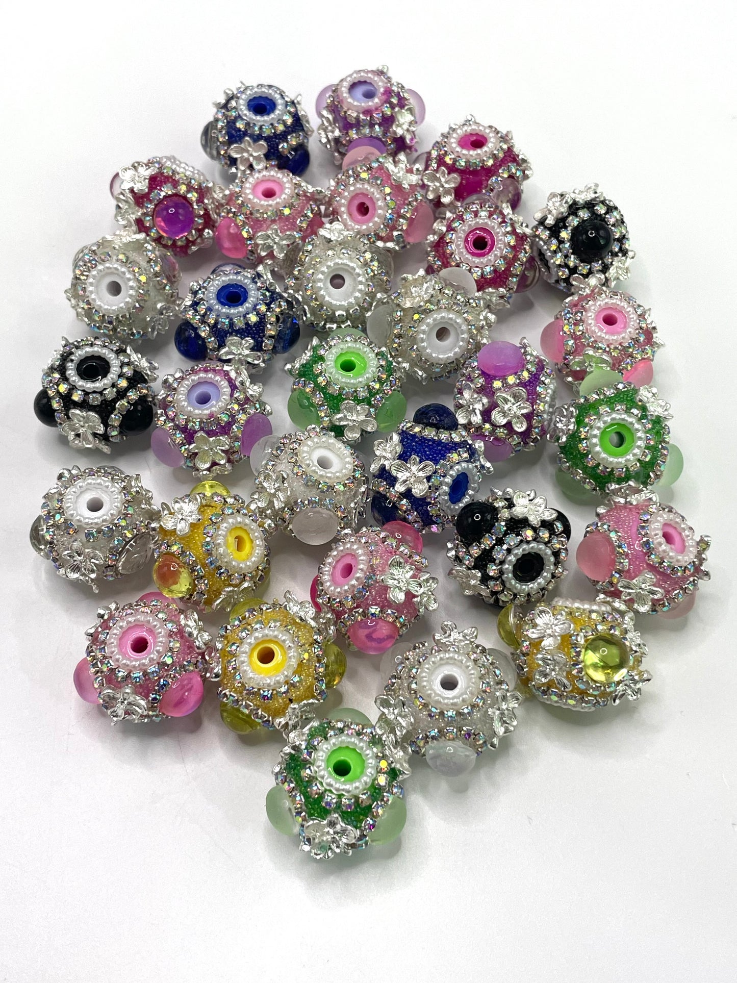 Fancy Beads Metal flowers Matte Bubble beads Rhinestone Chain Pearl gasket beads Acrylic beads 18mm Random Mix