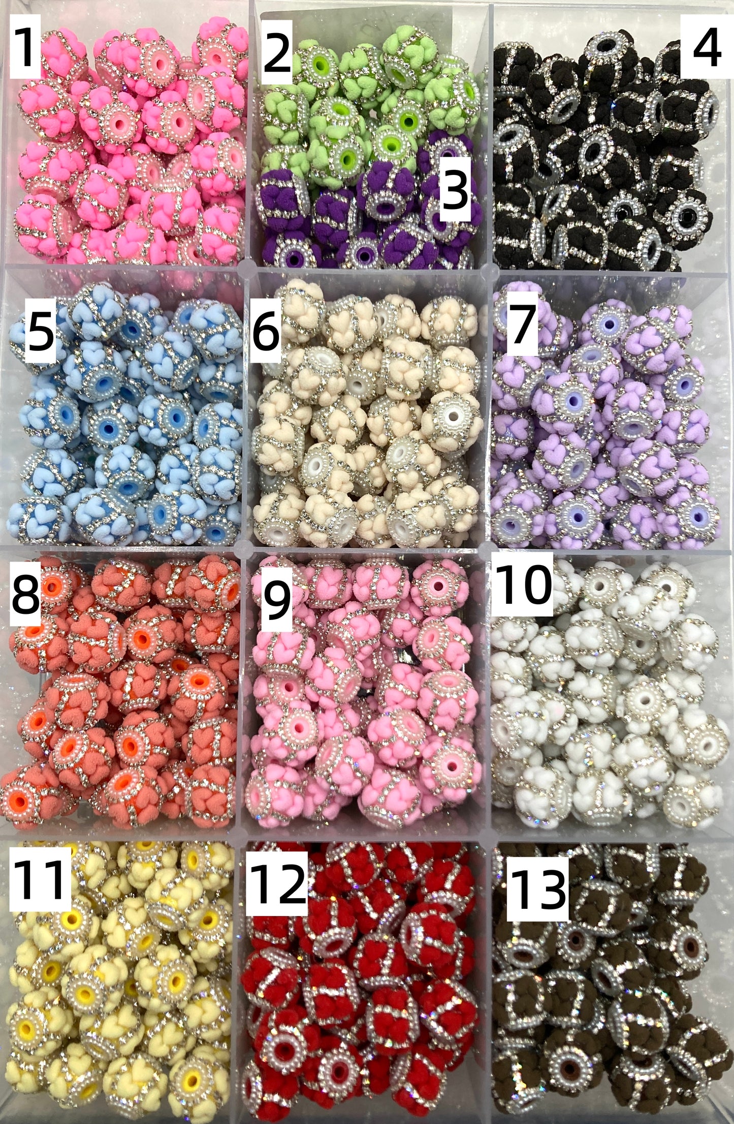 Fancy Beads Sanded Heart Chain Acrylic heart chain beads Pearl gasket Random Mix 18mm