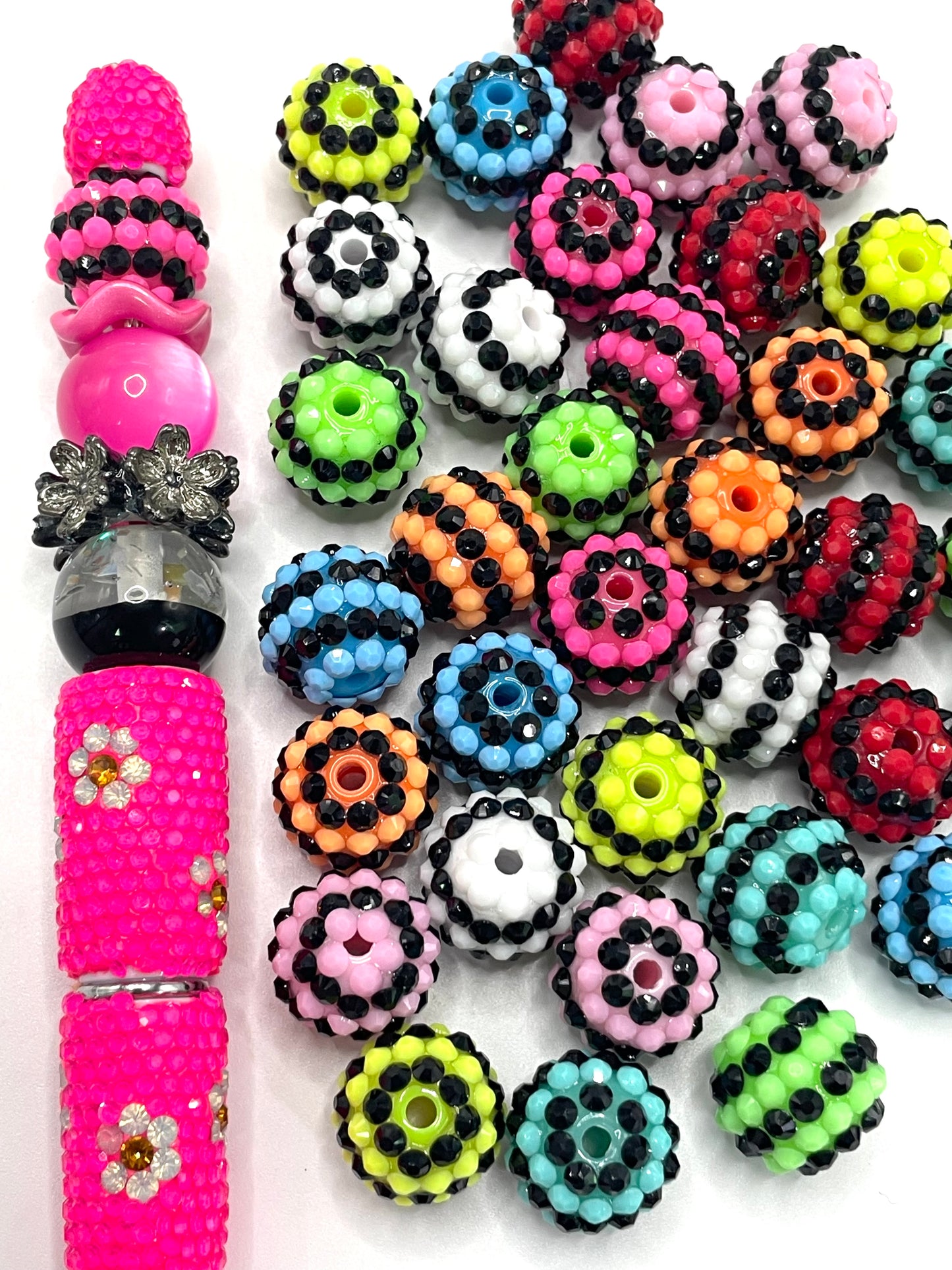 jelly beads Neon color Stripes beads 16mm Random Mix