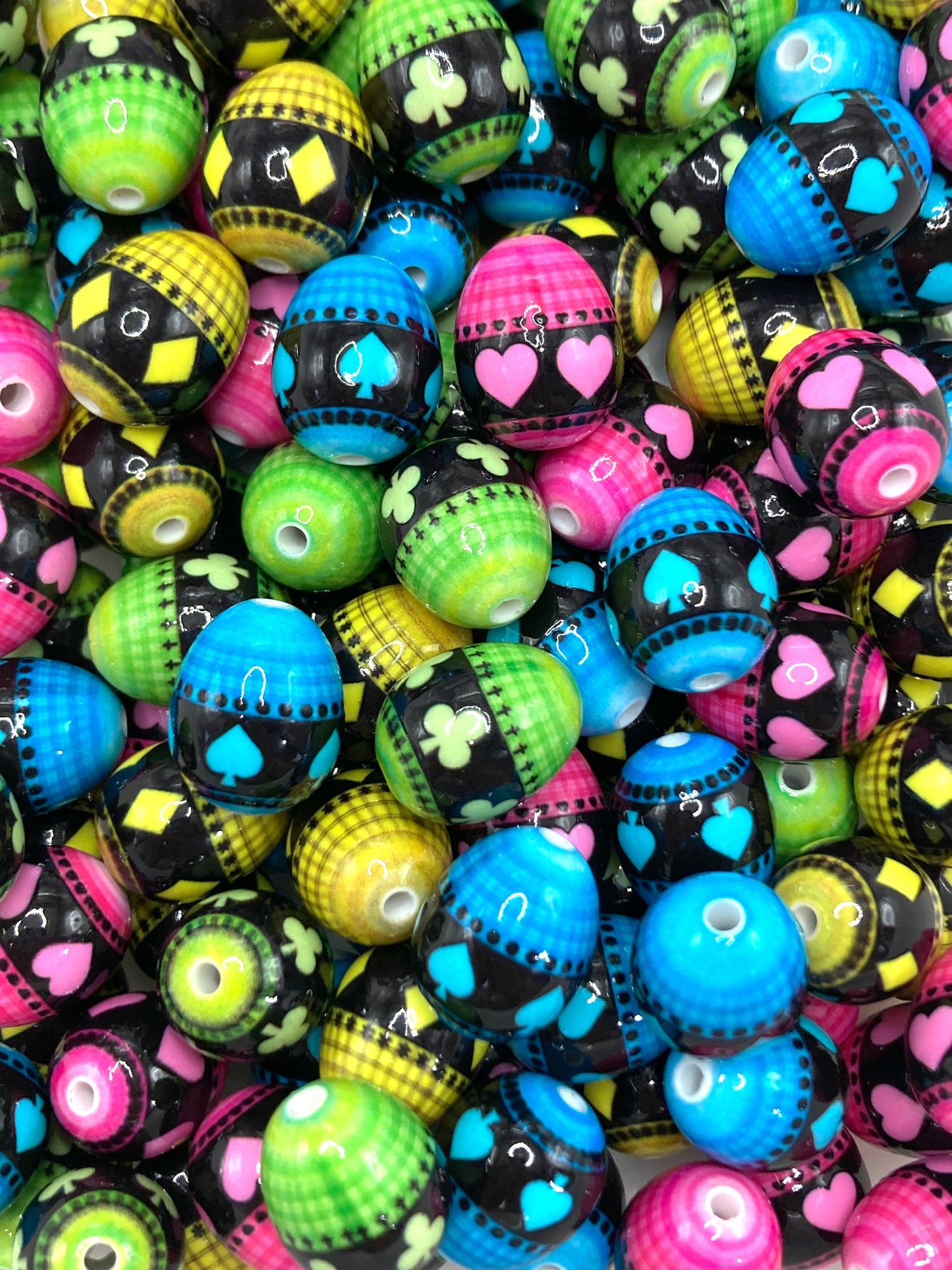 Acrylic beads Colored egg beads Spade Square Plum Blossom Red heart Colored egg beads 16mm