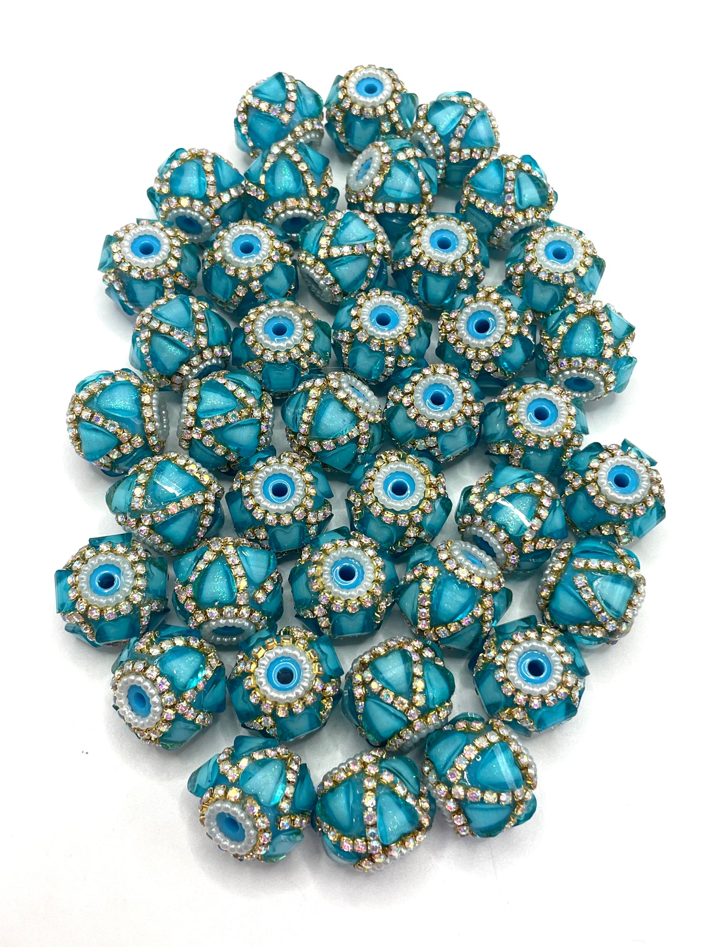 neon bead heart bead with pearl and silver chain fancy beads Golden Chain beads Random Mix