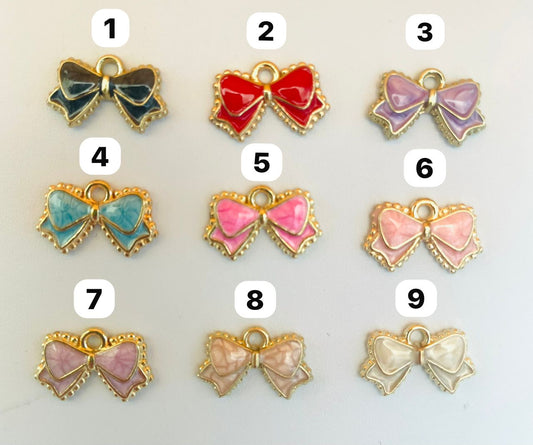 Metal alloy pendant DIY decorations bow Metal bow-shaped pendant Golden border Random Mix
