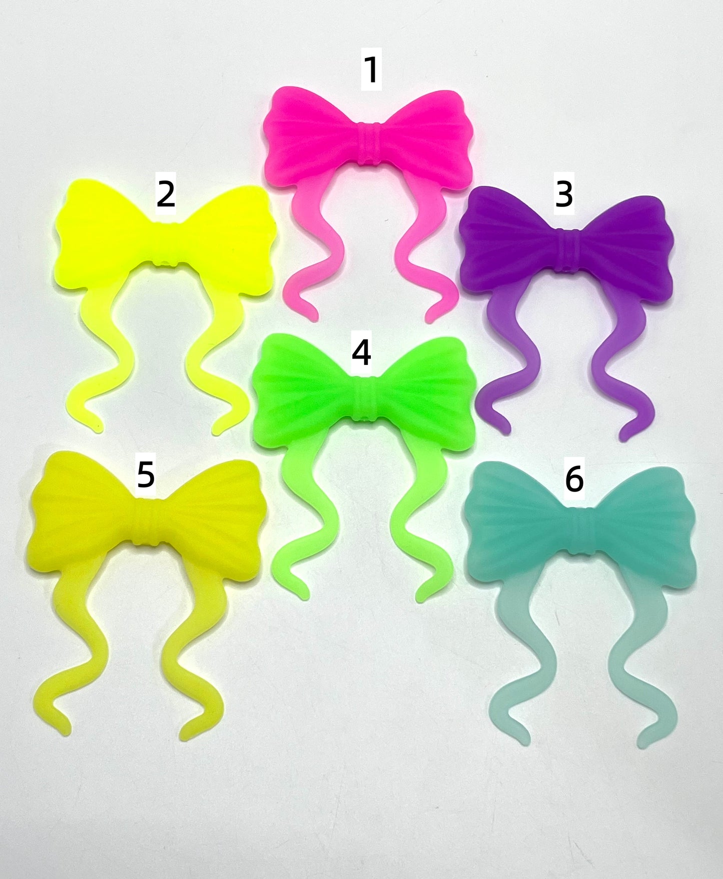 Soft silicone beads Silicone ribbon bow tie Neon color scheme Silicone gel 60mm Luminous light Fluorescence
