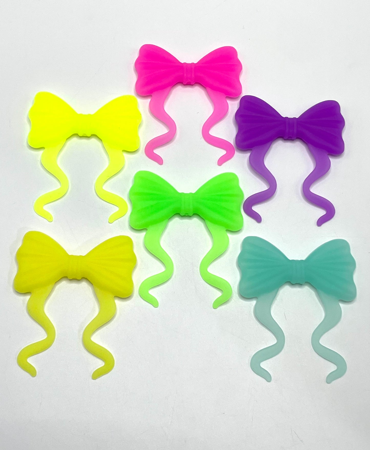 Soft silicone beads Silicone ribbon bow tie Neon color scheme Silicone gel 60mm Luminous light Fluorescence
