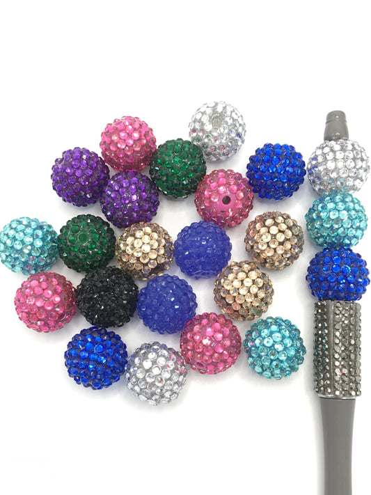 Metallic Colored Acrylic Beads And Rhinestones,Random Mix,20mm