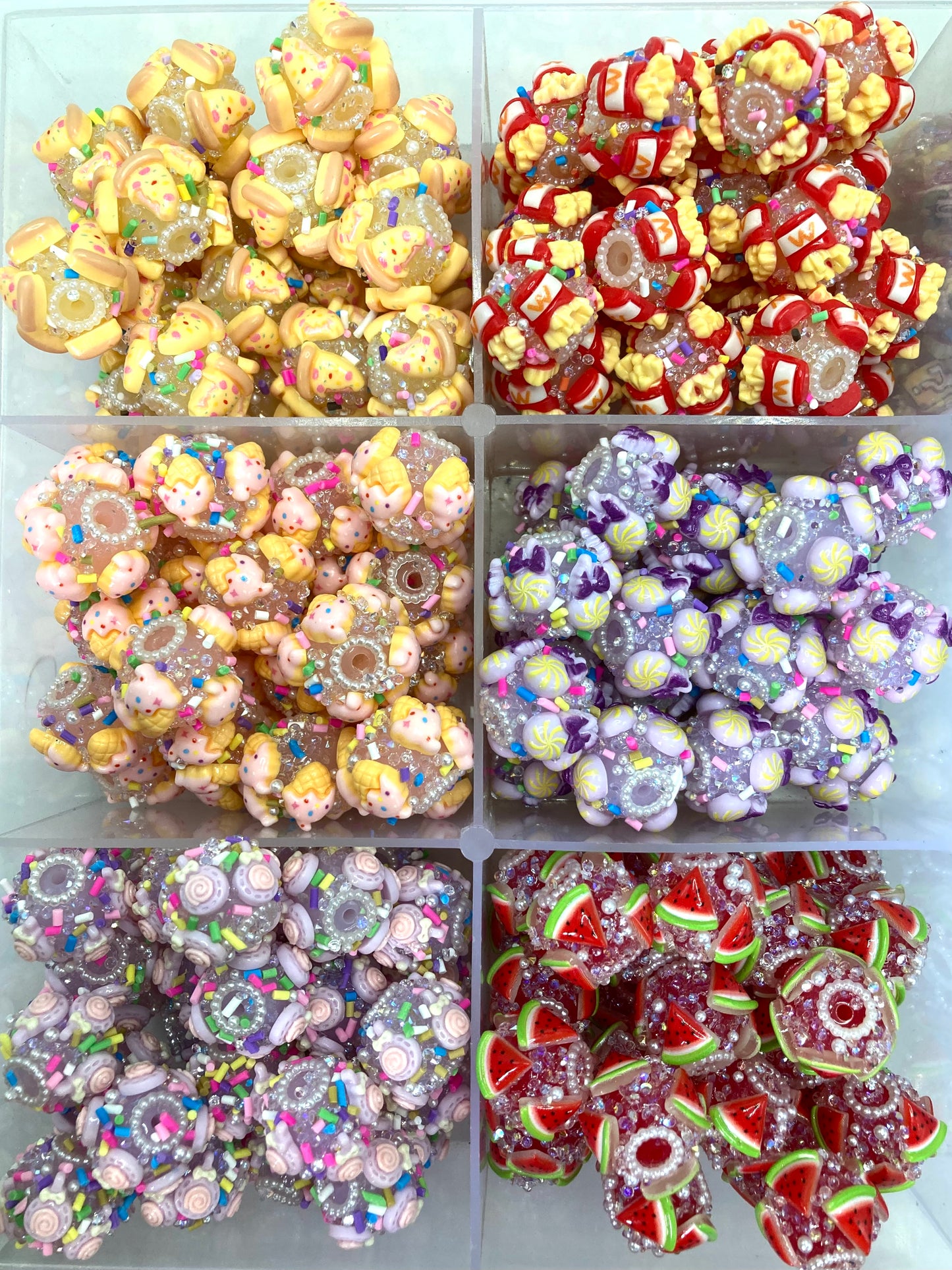Sugar Beads Food beads Pizza Hamburg Watermelon Ice cream