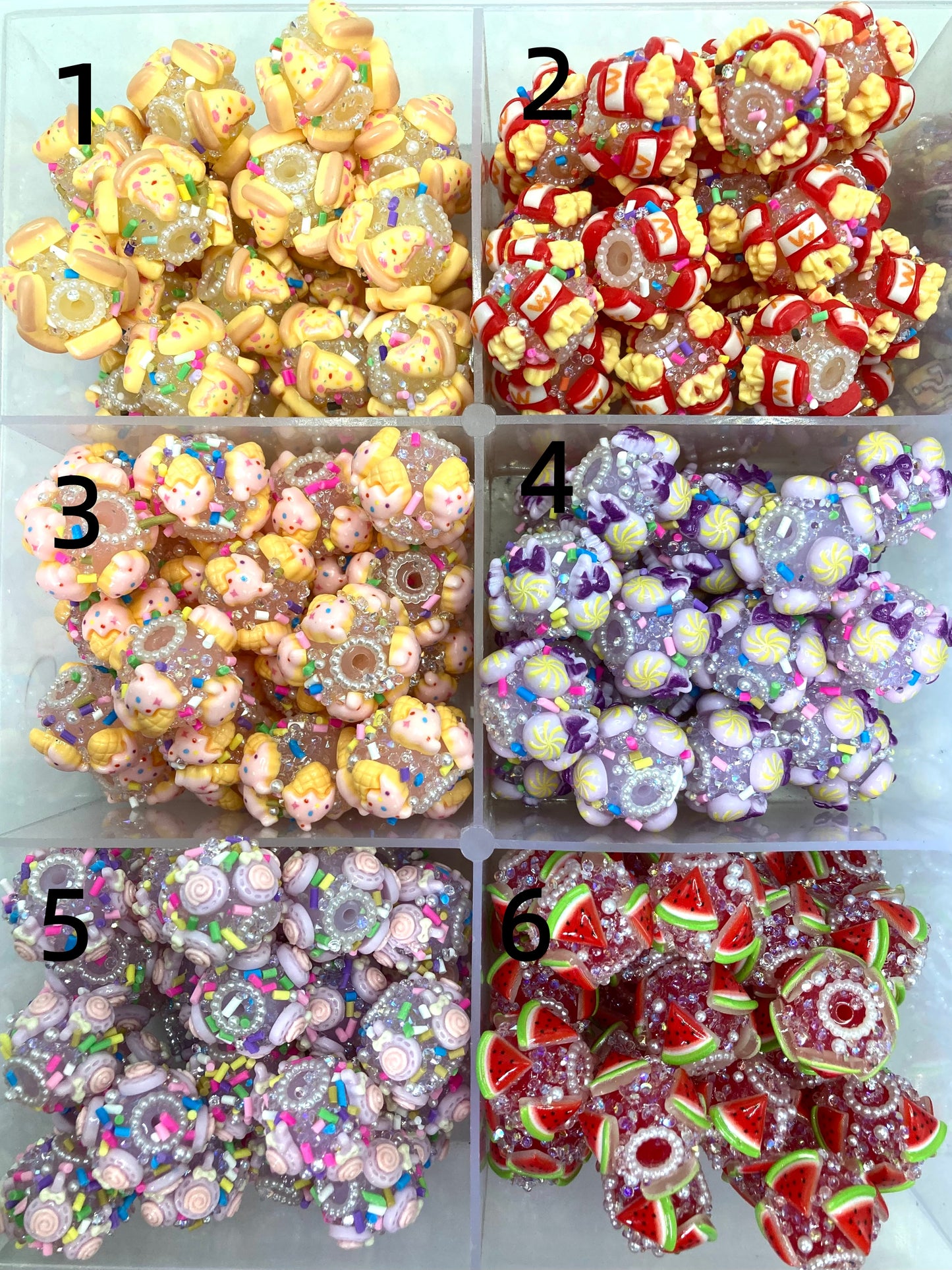 Sugar Beads Food beads Pizza Hamburg Watermelon Ice cream