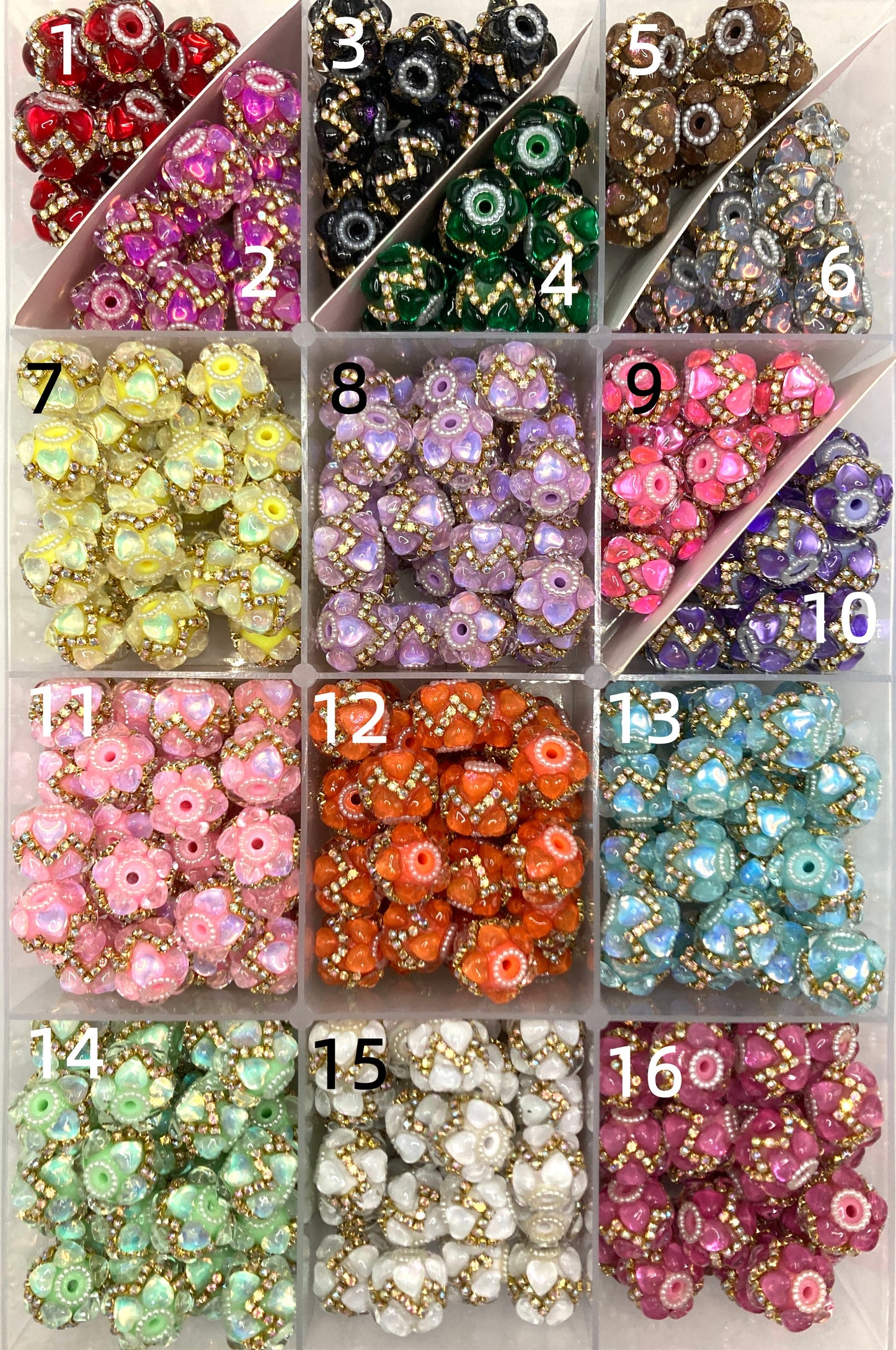 Acrylic beads Chain beads Heart-shaped beads Double-layered heart shape Random Mix