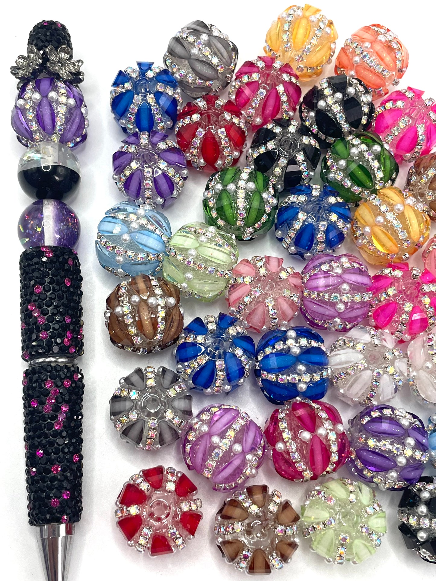 Acrylic beads Pumpkin beads Pearl chain Acrylic translucent beads 20mm Random Mix