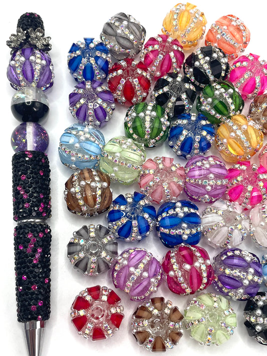 Acrylic beads Pumpkin beads Pearl chain Acrylic translucent beads 20mm Random Mix