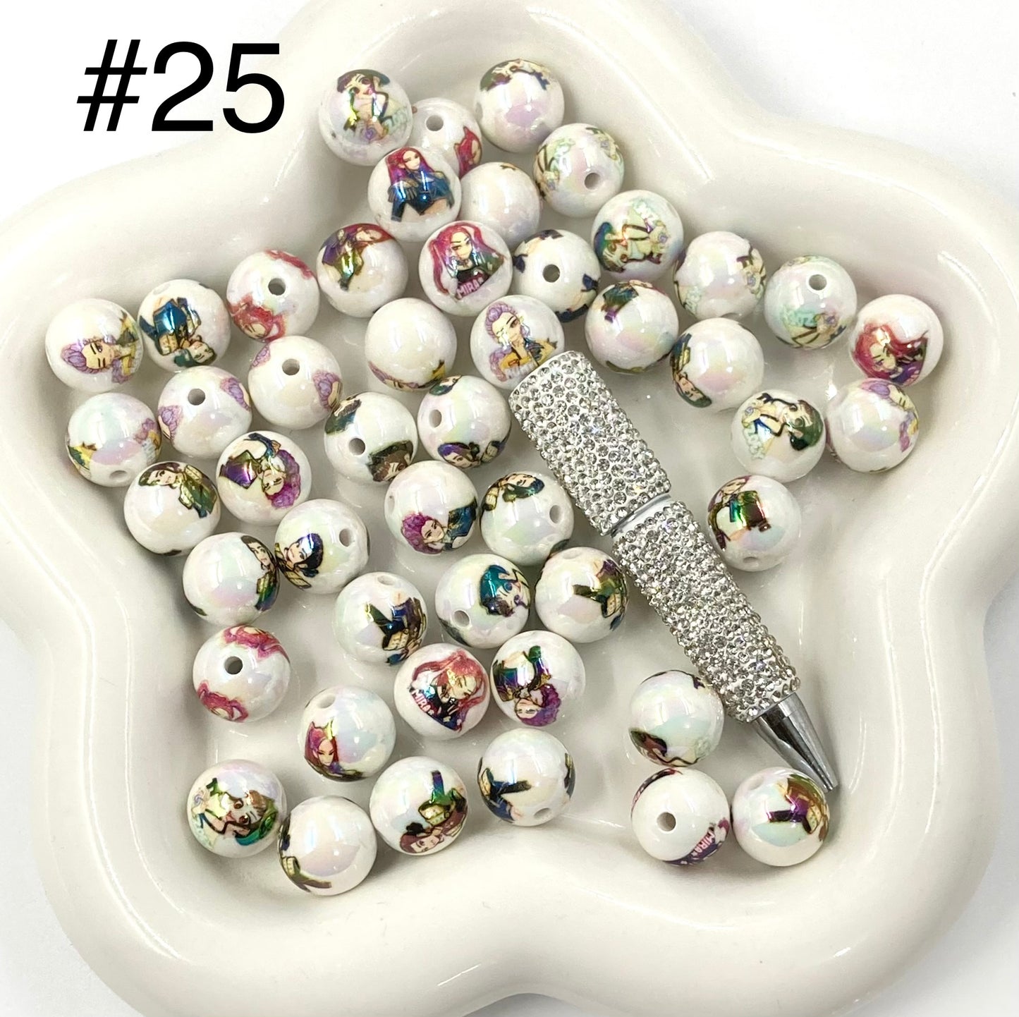 Acrylic Beads Collection Various styles Beads Cute cartoon print Beads 16mm