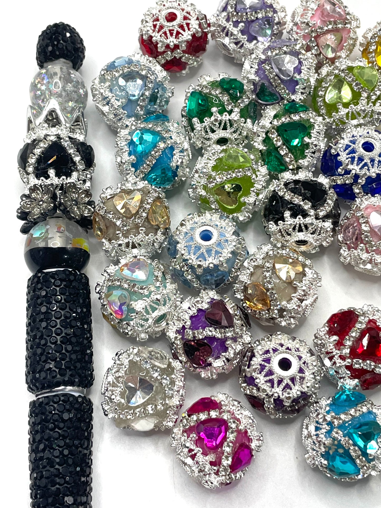 Fancy Beads Heart Rhinestone Chain Metal snowflakes spacer Acrylic beads Random Mix 18mm