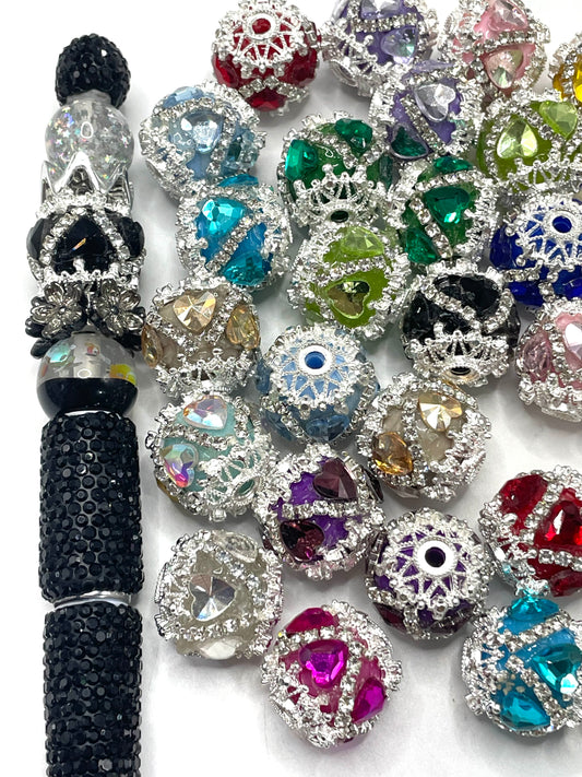Fancy Beads Heart Rhinestone Chain Metal snowflakes spacer Acrylic beads Random Mix 18mm